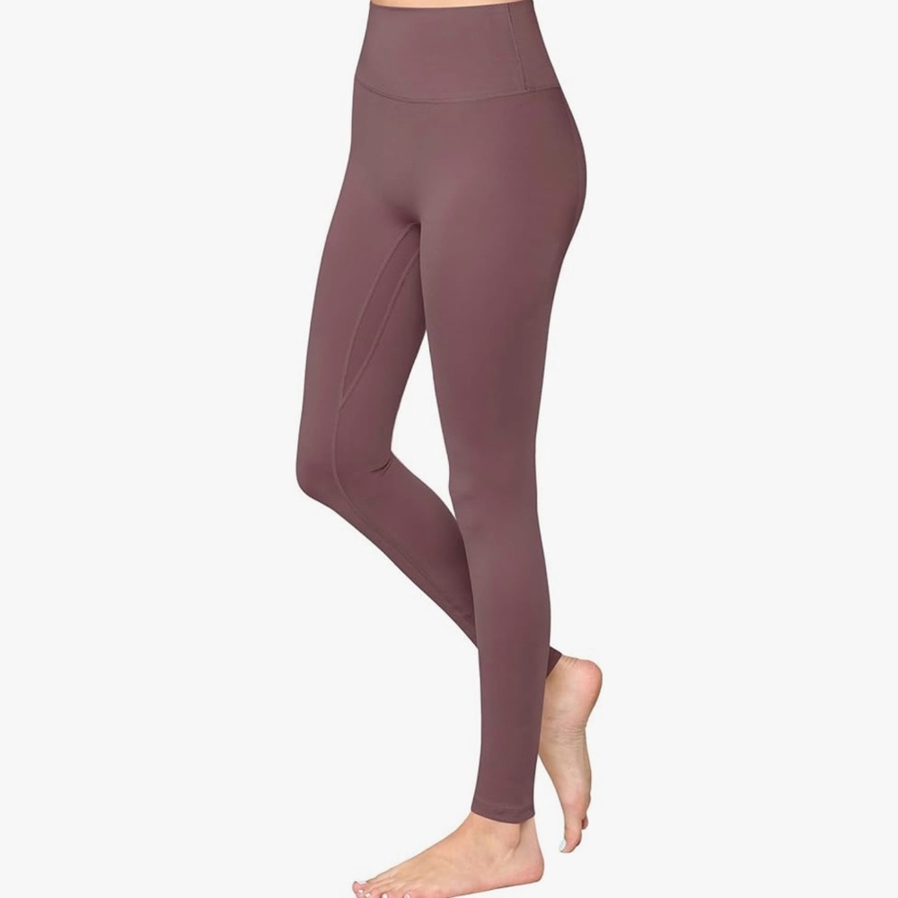 High Waisted Leggings with Inner Pocket Full-Length Yoga Pants -dusty red